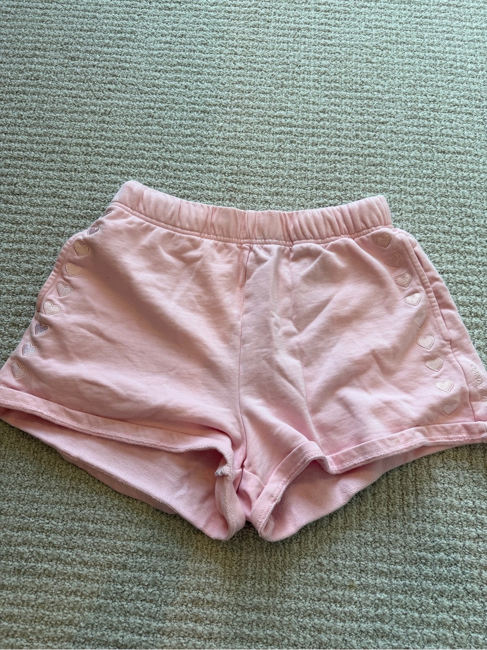 Dandy M Pink Women's Lounge/Sweat Shorts with Pink Embroidered Hearts & Pockets